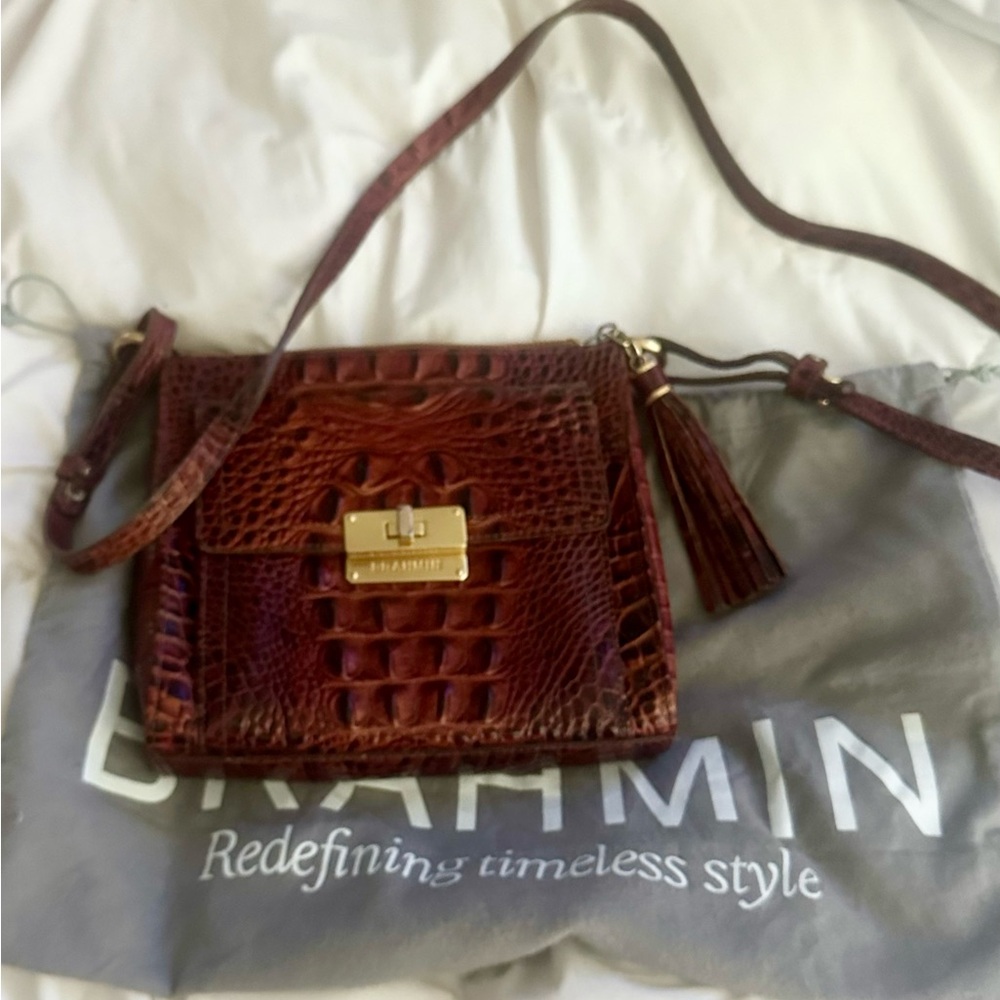 Brahmin Brown Croc Crossbody Bag